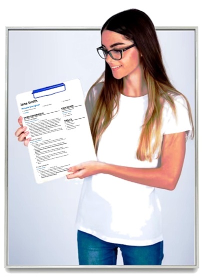 woman with resume 4 framed med